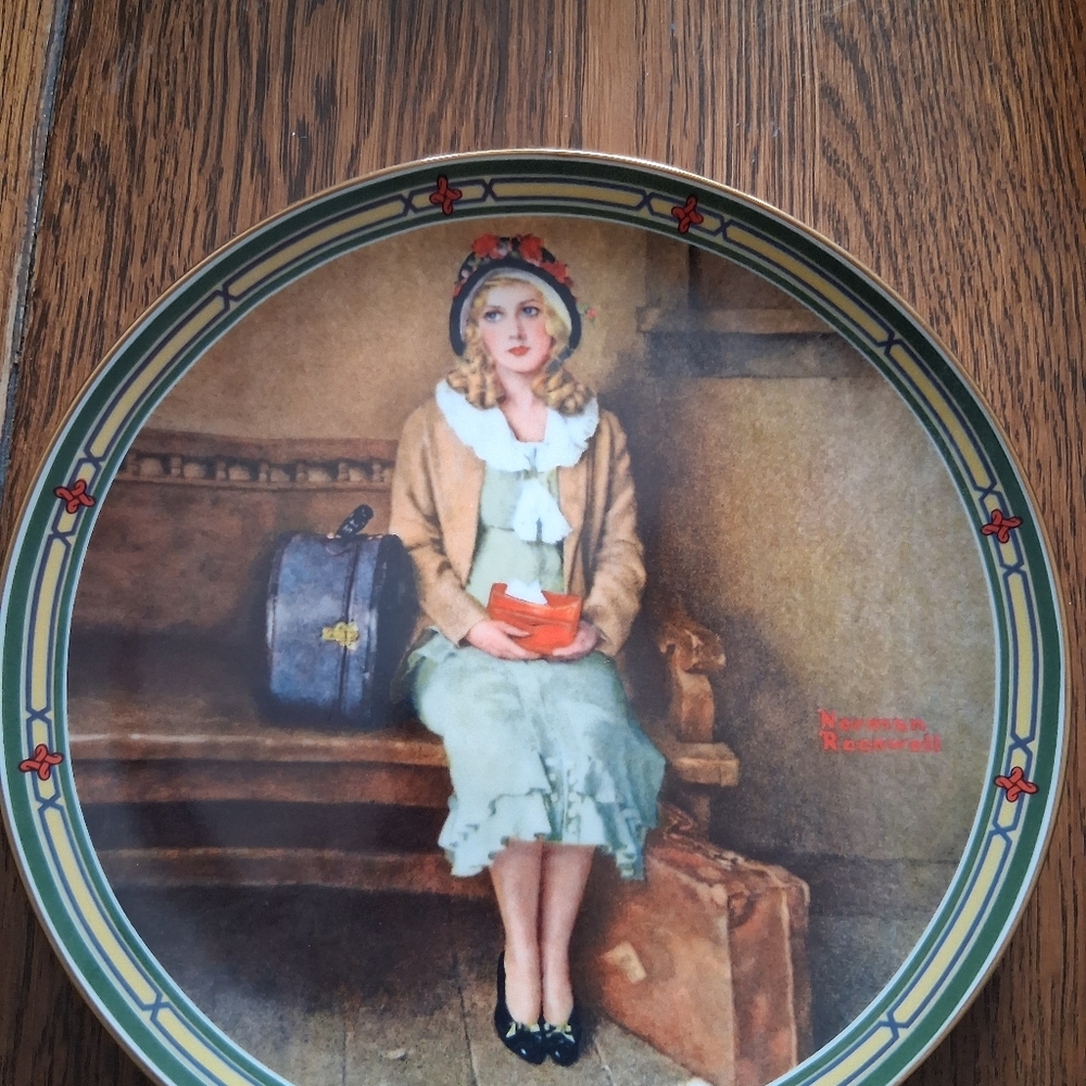 Norman Rockwell Decorative Plate with Vintage Lady Design